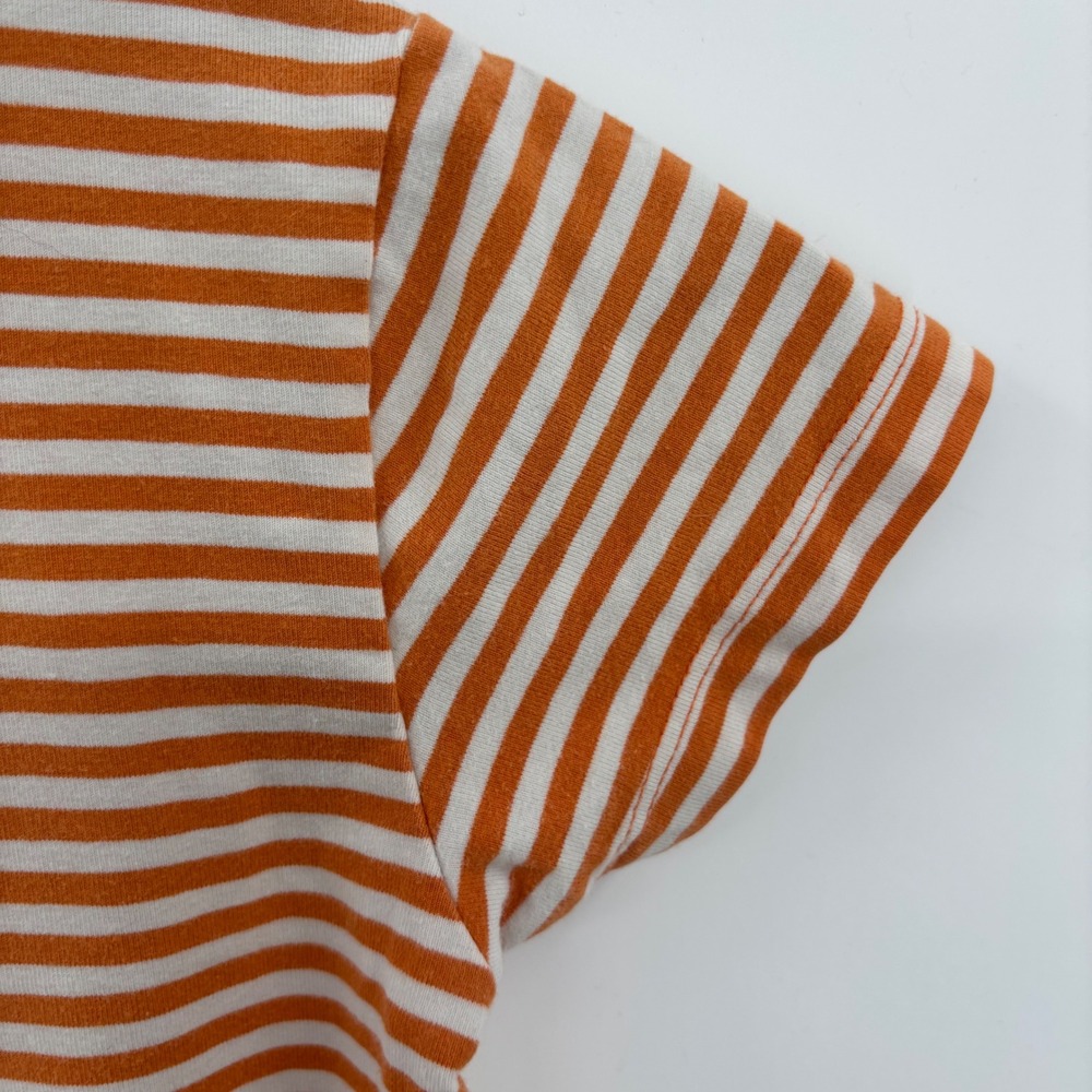 Ralph Lauren Kids Striped Short Sleeve T-Shirt Medium Orange White Pony Logo - Picture 6 of 11